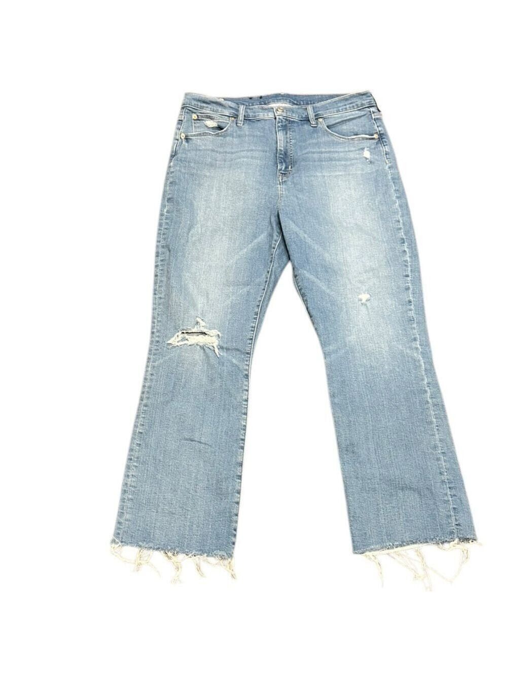 GAP NWOT Kick Fit Hogh Rise Medium Blue Wash Distressed Raw Hem Women’s 18 Tall